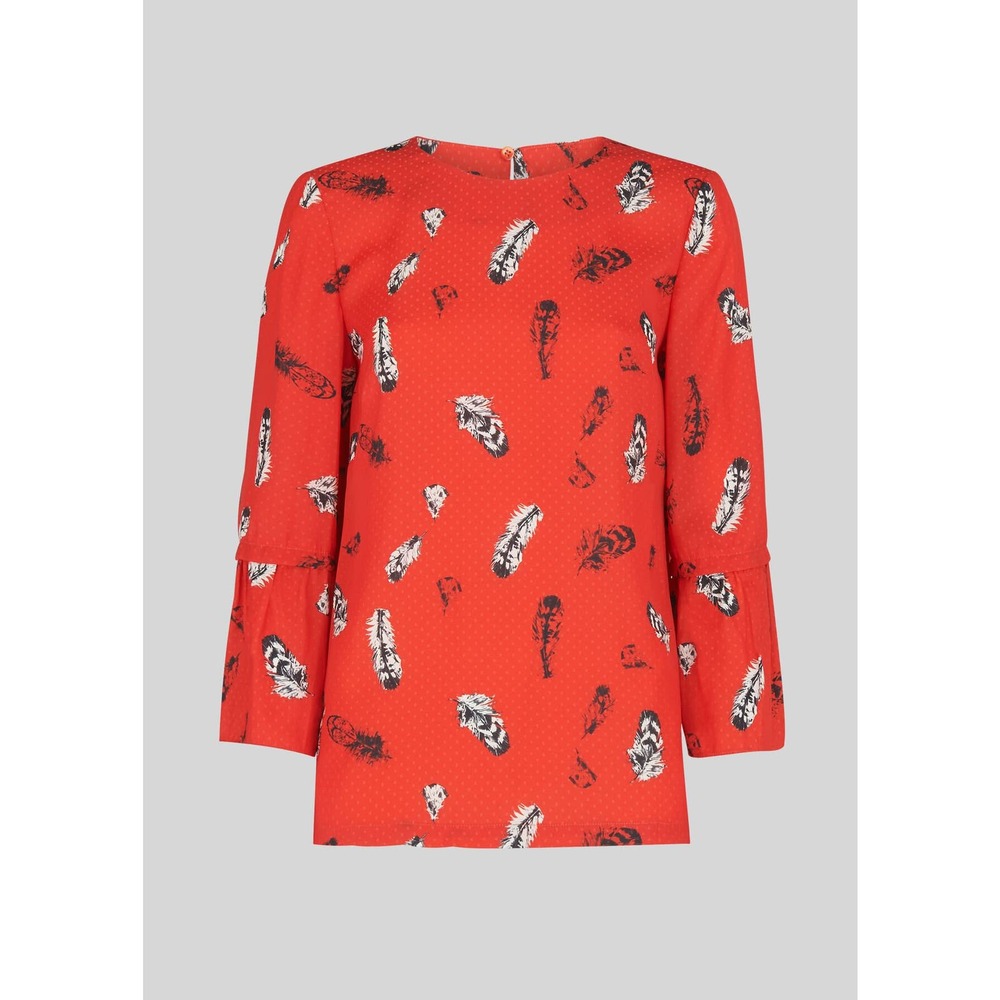 Whistles Feather Print Millie Blouse Top